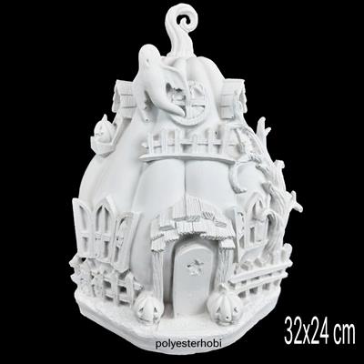 OB 2346 - Halloween Balkabağı Ev Ham Polyester Dekoratif Obje