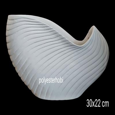 OB 2347 - İstiridye Vazo Ham Polyester Dekoratif Obje