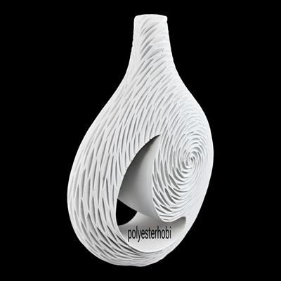 OB 2349 - Etnik Desenli Vazo Ham Polyester Dekoratif Obje
