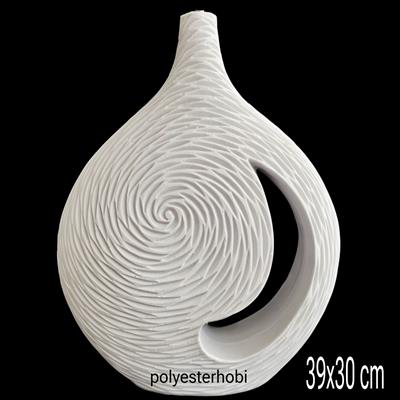 OB 2349 - Etnik Desenli Vazo Ham Polyester Dekoratif Obje