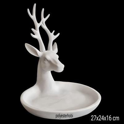 OB 2360 - Geyik Sunumluk Ham Polyester Dekoratif Obje