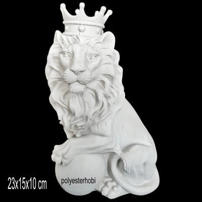 OB 2362 - Aslan Kral Top Detaylı Büst Ham Polyester Dekoratif Obje