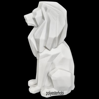 OB 2364 - Aslan Kübik Detaylı Büst Ham Polyester Dekoratif Obje