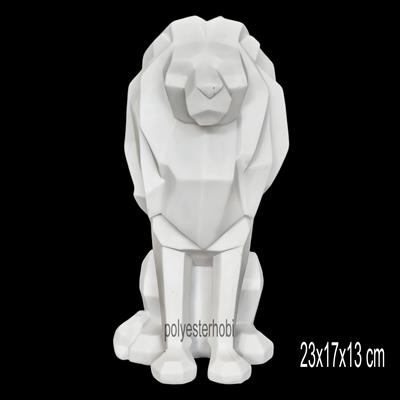 OB 2364 - Aslan Kübik Detaylı Büst Ham Polyester Dekoratif Obje