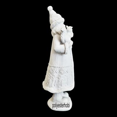 OB 2365 - Noel Baba Sincap Ve Çam Detaylı Biblo Ham Polyester Dekoratif Obje