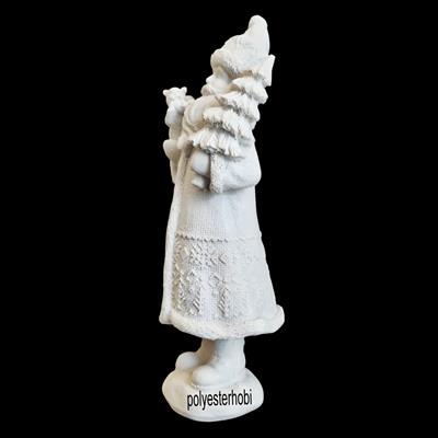 OB 2365 - Noel Baba Sincap Ve Çam Detaylı Biblo Ham Polyester Dekoratif Obje