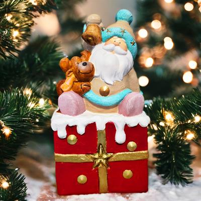 OB 2368 - Noel Baba Kutulu Büst Ham Polyester Dekoratif Obje