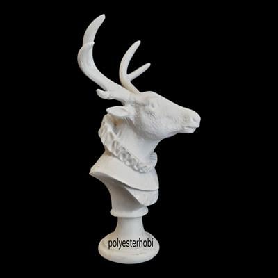 OB 2374 - Geyik Sör Büst Ham Polyester Dekoratif Obje
