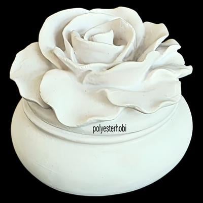 OB 2427 - Gül Kutu Ham Polyester Dekoratif Tamamlayıcı Mumluk Obje
