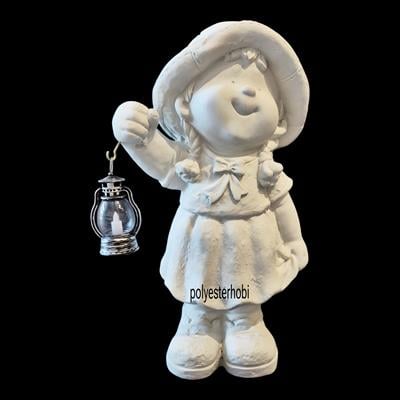 OB 2429 - Fenerli Kız Çocuk Ham Polyester Dekoratif Bahçe Aydınlatma Obje