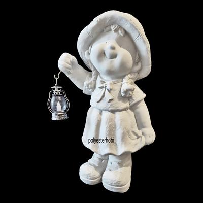 OB 2429 - Fenerli Kız Çocuk Ham Polyester Dekoratif Bahçe Aydınlatma Obje