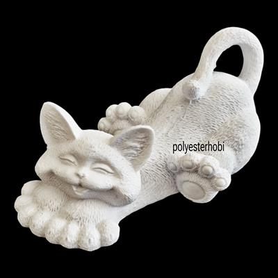 OB 2438 - Gerinen Sevimli Kedi Ham Polyester Dekoratif  Biblo