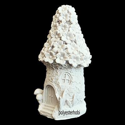 OB 2451 - Mantar Ev Biblo, Ev ,Bahçe Heykel , Dekor, Ham Polyester Obje