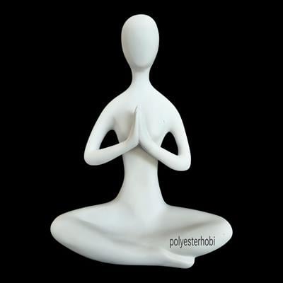 OB 2459 - Yoga Yapan Kadın Biblo Ev , Ofis Dekor, Obje Ham Polyester Meditasyon Heykel