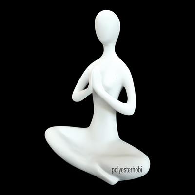 OB 2459 - Yoga Yapan Kadın Biblo Ev , Ofis Dekor, Obje Ham Polyester Meditasyon Heykel