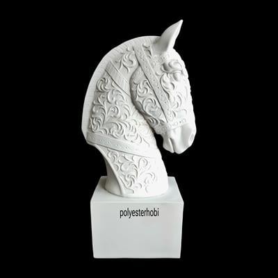 Ob 2483 - At Büst Motif Detaylı Heykel  Ham Polyester Ev , Bahçe ,Ofis Dekor