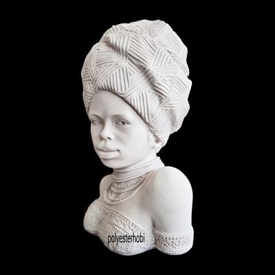 Ob 2490 - Afrikalı Kadın Büst Heykel Ham Polyester Ev ,Ofis Dekor