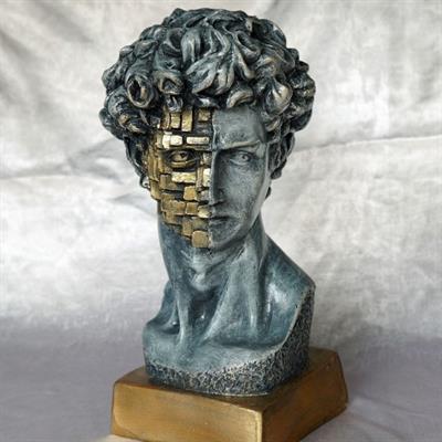 Ob 2493 - Davut Mozaik Modern Mitolojik Büst Heykel Ham Polyester Ev ,Ofis Dekor