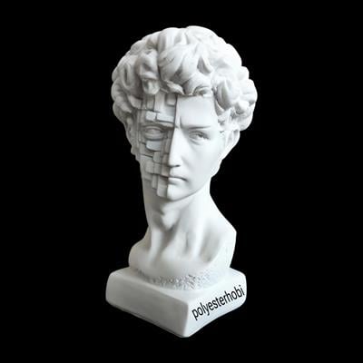 Ob 2493 - Davut Mozaik Modern Mitolojik Büst Heykel Ham Polyester Ev ,Ofis Dekor