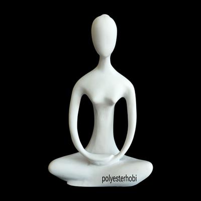 Ob 2496 - Yoga Yapan Kadın Modern Büst Meditasyon Heykel Ham Polyester Ev ,Ofis Dekor