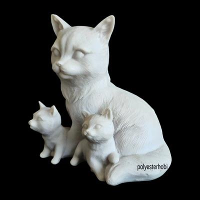 Ob 2508 - Yavrulu Kedi Biblo Ham Polyester Ev Dekor