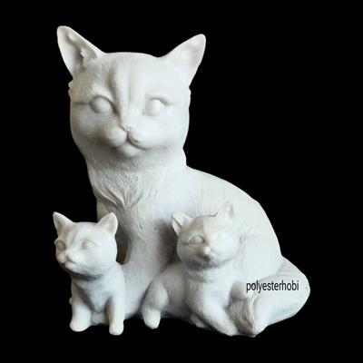 Ob 2508 - Yavrulu Kedi Biblo Ham Polyester Ev Dekor