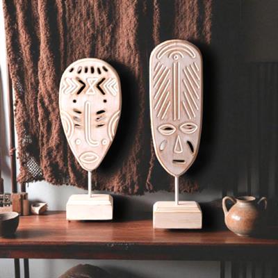 Ob 2515 - Etnik Afrika Mask Heykel Ham Polyester Büst Ev , Ofis Dekor