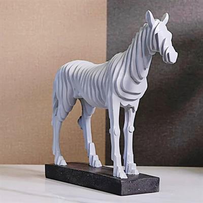 Ob 2522 - At Çizgi Formlu Modern  Heykel Ham Polyester Büst Ev , Ofis Dekor