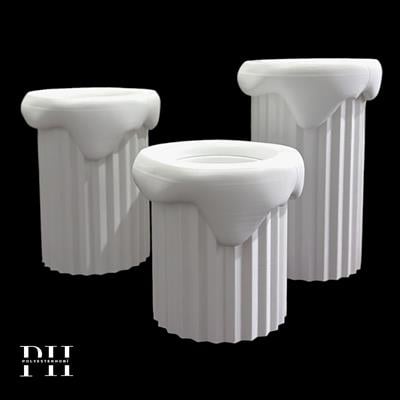 Ob 2566 - Akan Çizgili Mumluk 3 Lü Set Ham Polyester Ev ,Bahçe Dekor Obje