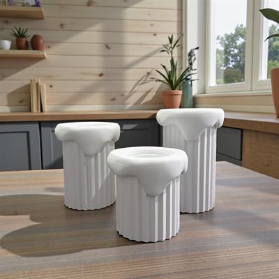 Ob 2566 - Akan Çizgili Mumluk 3 Lü Set Ham Polyester Ev ,Bahçe Dekor Obje