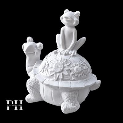 Ob 2578 - Kaplumbağa Üzerinde Kurbağa Ham Polyester Ev Bahçe Dekor Obje