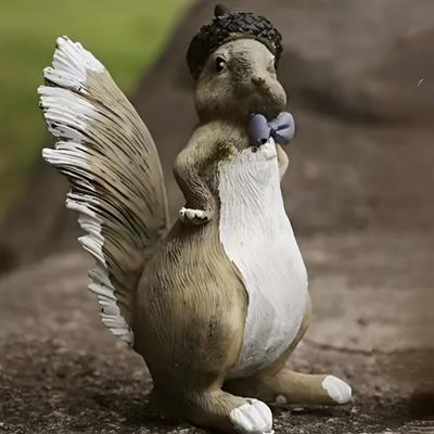 Ob 2579 - Palamut Şapkalı Mini Sincap Ham Polyester Ev Bahçe Dekor Obje