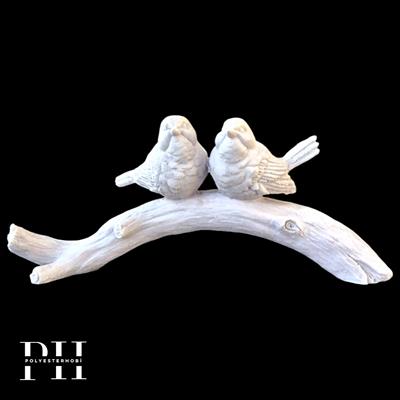 Ob 2590 - Dal Üzerinde Kuşlar Biblo Ham Polyester Ev Dekor Obje