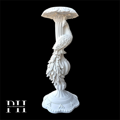 Ob 2623 - Tavuskuşu Şamdan Ham Polyester Dekoratif Obje