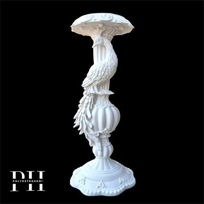 Ob 2623 - Tavuskuşu Şamdan Ham Polyester Dekoratif Obje