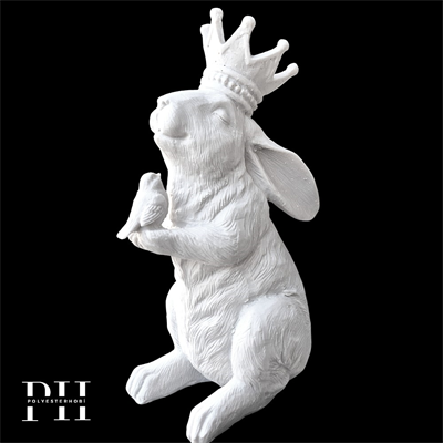 Ob 2634 - Tavşan Taçlı Biblo Ham Polyester Dekoratif Obje