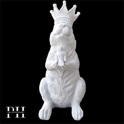 Ob 2634 - Tavşan Taçlı Biblo Ham Polyester Dekoratif Obje