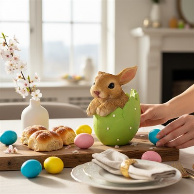 Ob 2635 - Yumurtadan Çıkan Tavşan Büyük Biblo Ham Polyester Dekoratif Obje