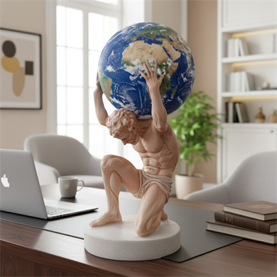 Ob 2640 - Atlas Mitolojik Heykel Ham Polyester Dekoratif Büst