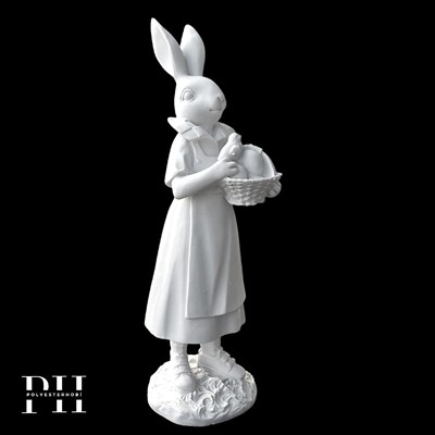 Ob 2643 - Sepetli Kız Tavşan Biblo Ham Polyester Dekoratif Obje 