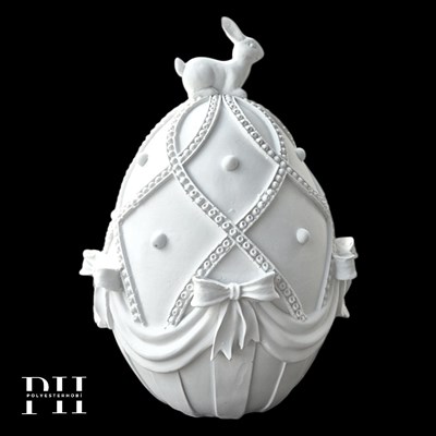 Ob 2645 - Süslü Paskalya Yumurta Tavşan Detaylı Biblo Ham Polyester Dekoratif Obje 