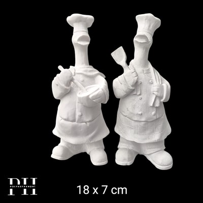 OB 2654 - Aşçı Ördek Biblo Ham Polyester Dekoratif Obje 