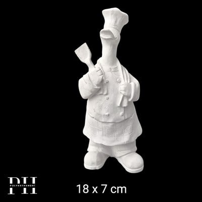 OB 2654 - Aşçı Ördek Biblo Ham Polyester Dekoratif Obje 