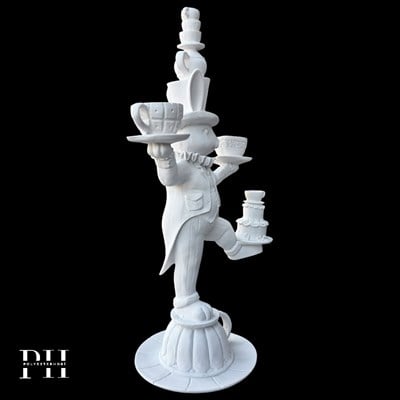 Ob 2687 - Fincanlı Alice Tavşan Biblo Ham Polyester Ev , Bahçe Dekoratif Obje