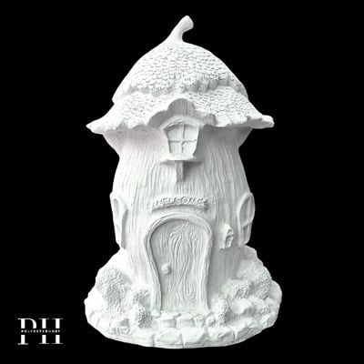 Ob 2689 - Sevimli  Hobbit Evi Biblo Ham Polyester Ev , Bahçe Dekoratif Obje