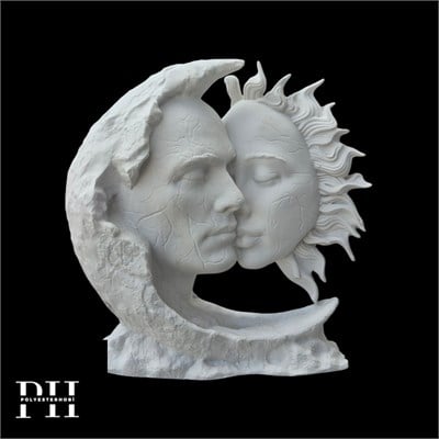 OB 2702 - Ay Ve Güneş Dekoratif Heykel Ham Polyester Obje (26 x 25 cm)