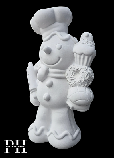 OB 2709 - Dev Aşçı Kurabiye Adam Heykel Ham Polyester Obje (50 x 30 cm)