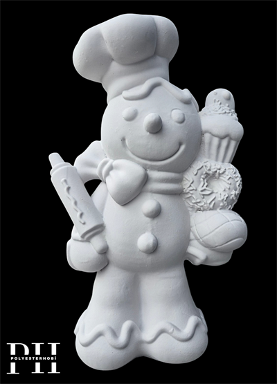 OB 2709 - Dev Aşçı Kurabiye Adam Heykel Ham Polyester Obje (50 x 30 cm)