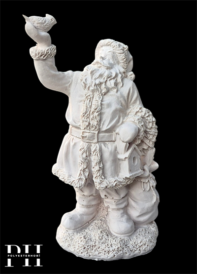 OB 2718 - Noel Baba Kus Detaylı Biblo Heykel Ham Polyester Yılbaşı Obje (16 x 9 x 7 cm)
