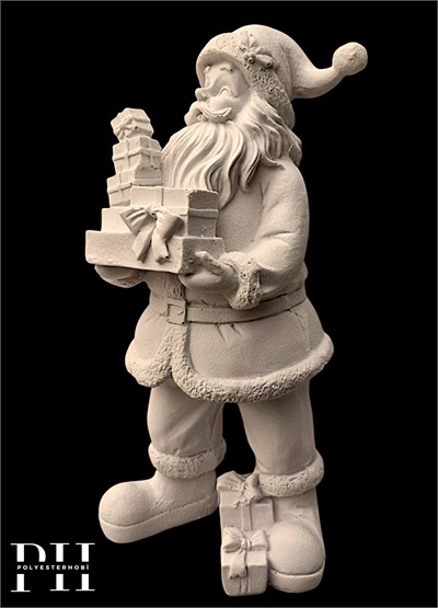 OB 2728 - Noel Baba Hediye Paketli Biblo Heykel Ham Polyester Yılbaşı Obje
